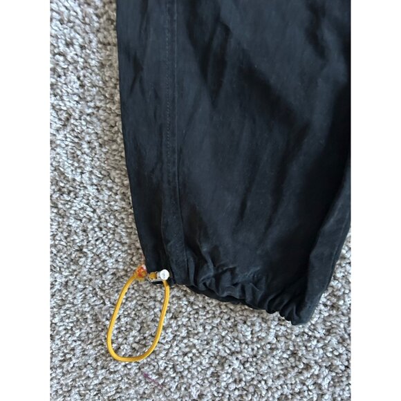 Rhude Black Cargo Track Pants W/ Yellow Drawstring & Zippered Pockets - Picture 9 of 13